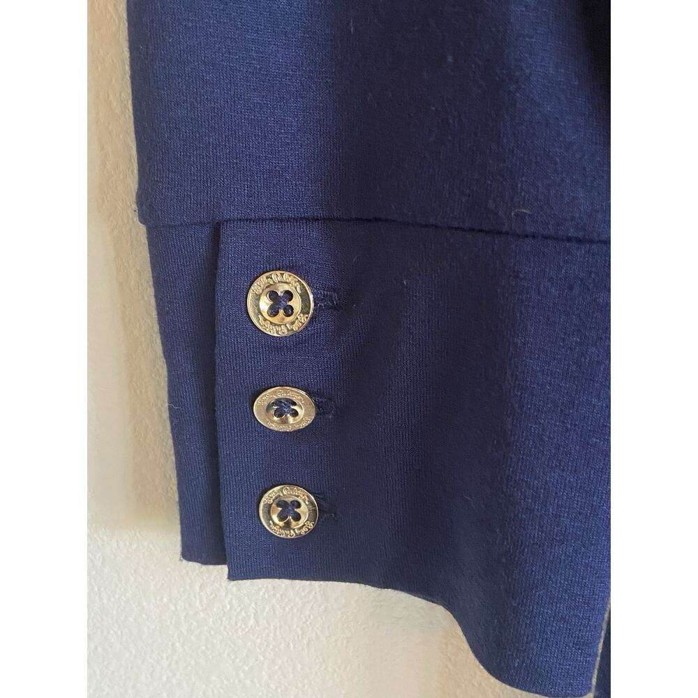 Lilly Pulitzer Navy Blue Gold Tone Button Collared Jersey Knit Dress‎ Womens XS - Picture 5 of 16